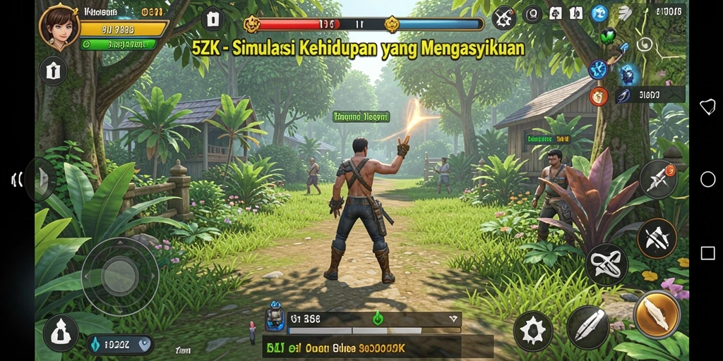 Tampilan gameplay dari 5ZK dengan interaksi karakter yang menyenangkan.