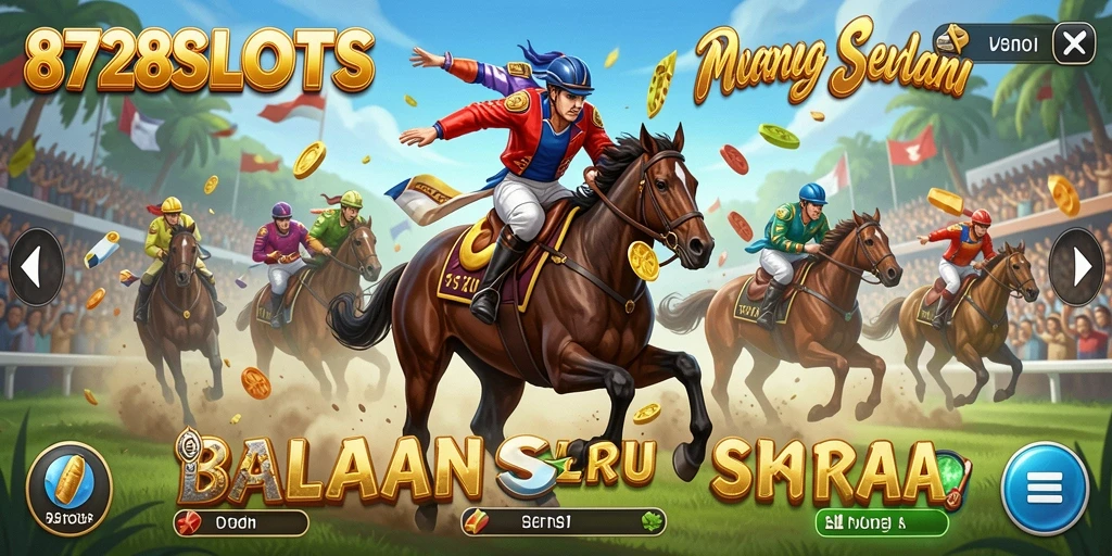 Screenshot utama 8728SLOTS menampilkan aksi balapan yang spektakuler.