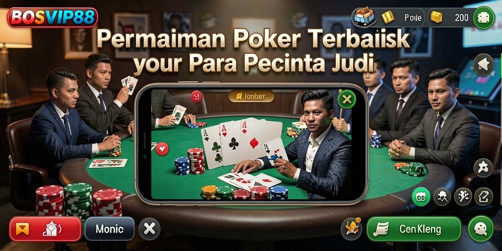 Tampilan permainan Poker di BOSVIP88 yang seru dan mendebarkan.