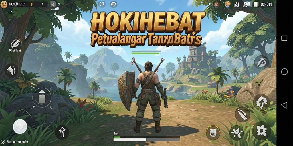 Screenshot utama HOKIHEBAT menampilkan karakter menjelajahi dunia terbuka yang luas.