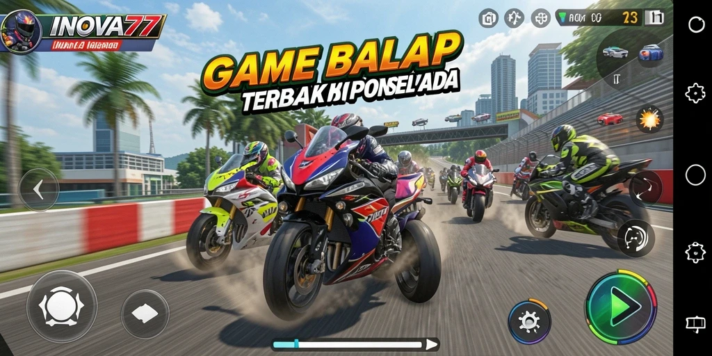 Gameplay mendebarkan dari balap motor di INOVA77.