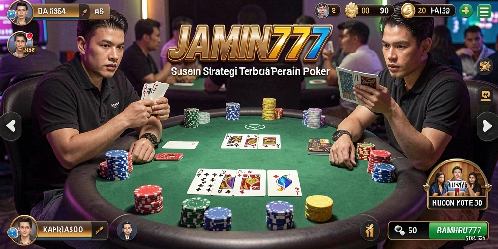 Tampilan gameplay poker menegangkan di JAMIN777.