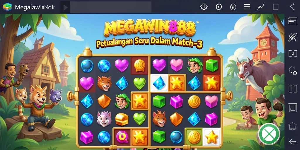 Gameplay seru MEGAWIN888 dengan elemen Match-3 yang menarik.
