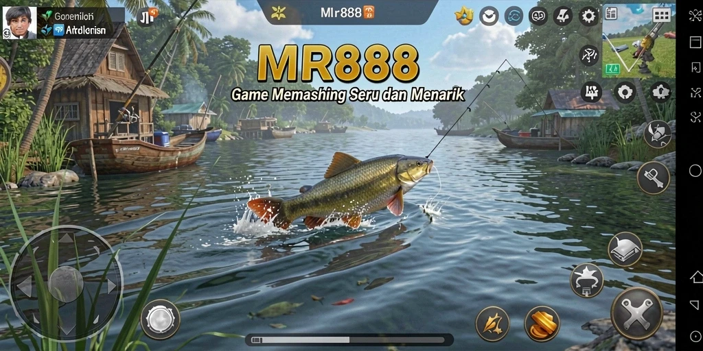 Screenshot gameplay MR888 yang menunjukkan aksi memancing yang mendebarkan.
