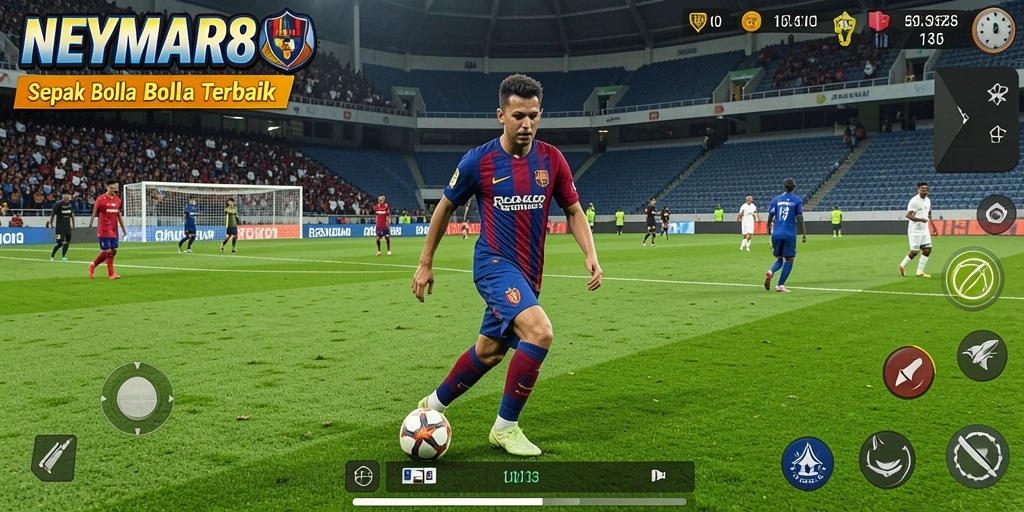 Screenshot utama gameplay <strong>NEYMAR88</strong> yang menampilkan aksi sepak bola seru.