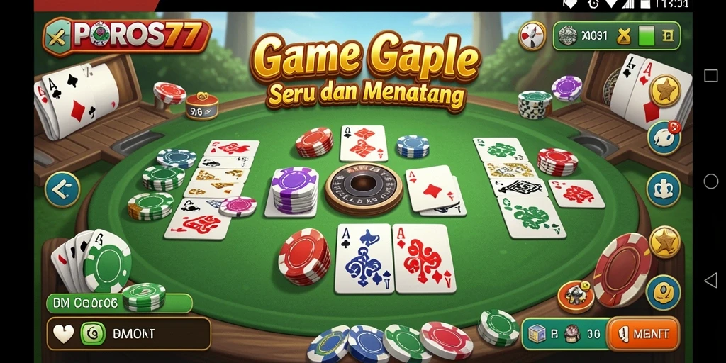 Tampilan gameplay seru dalam POROS77 yang menghadirkan permainan Gaple.