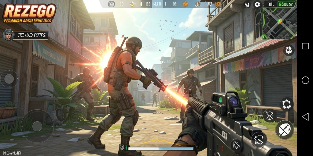 Tampilan seru gameplay TPS dalam REZEGO.