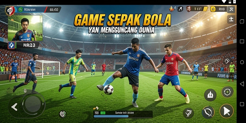 Tampilan gameplay menarik di RR33 dengan aksi sepak bola yang intens.