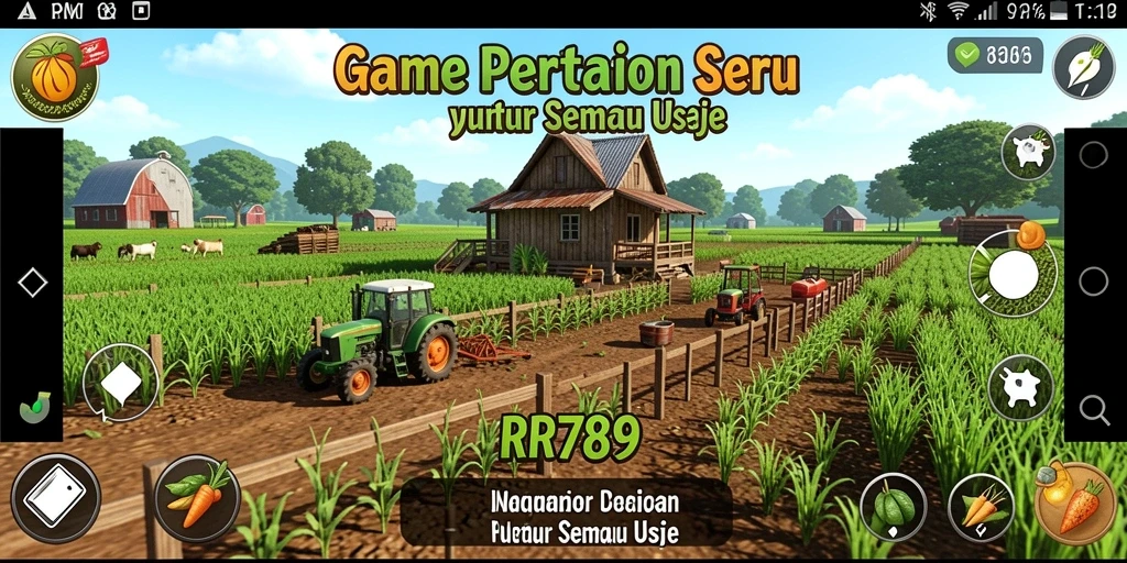 Gameplay seru di RR789 yang menampilkan aktivitas bertani dan merawat hewan.