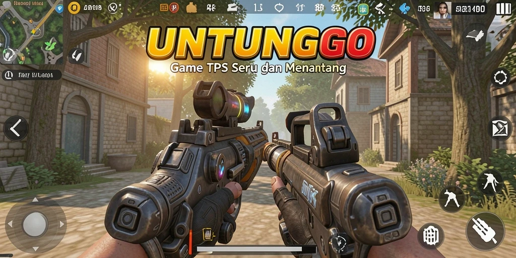 Screenshot UNTUNGGO menampilkan karakter sedang dalam aksi pertempuran TPS.